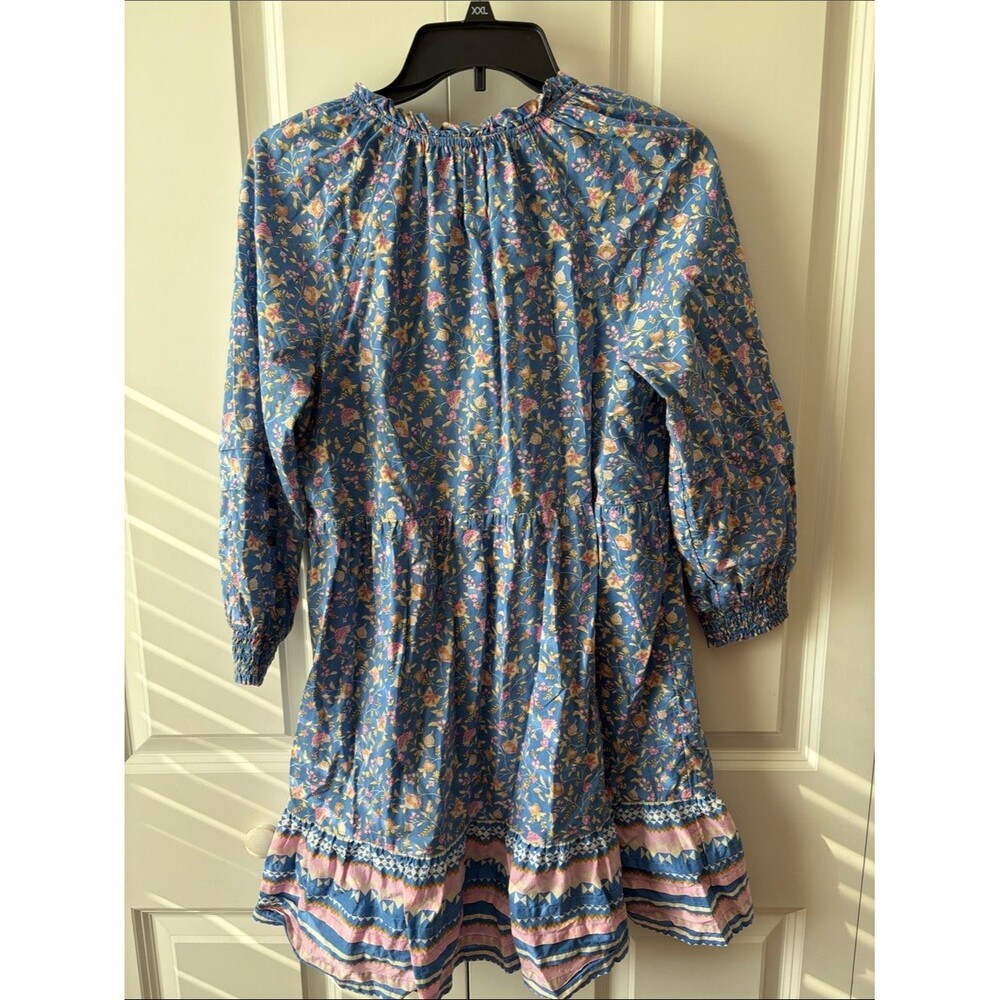 Wonderly Blue Floral Tiered Tassel Dress Size XS 100% Cotton - Picture 3 of 4